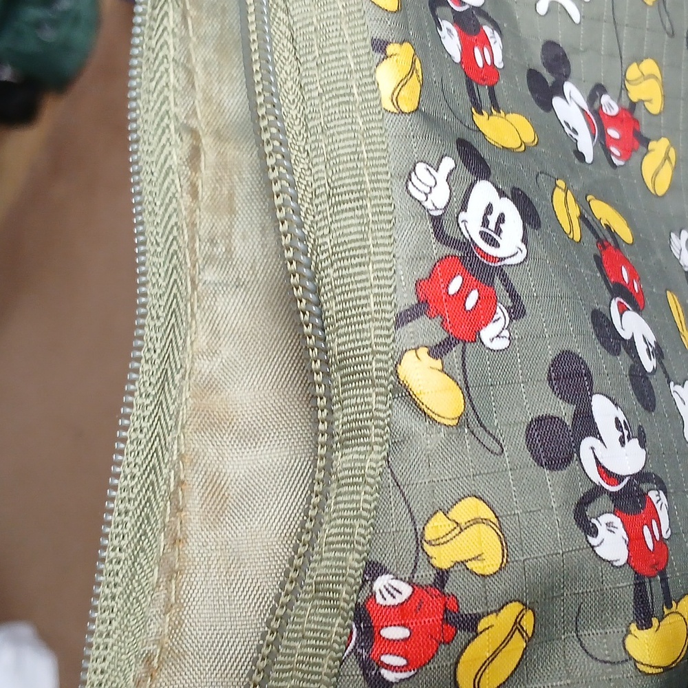 Mickey Mouse Olive Green Square Shoulder Bag Zip Closure Disney Parks Character - Picture 6 of 6